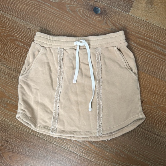 Tularosa Tan Mini Skirt with Drawstring - Picture 1 of 3